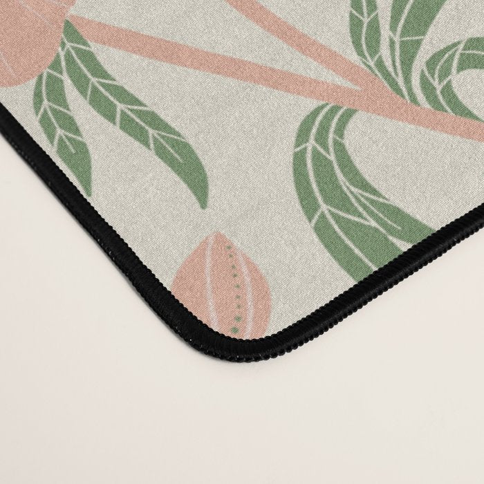 Pastel Peach Peonies - Retro botanical Desk Mat Gallery Image 4