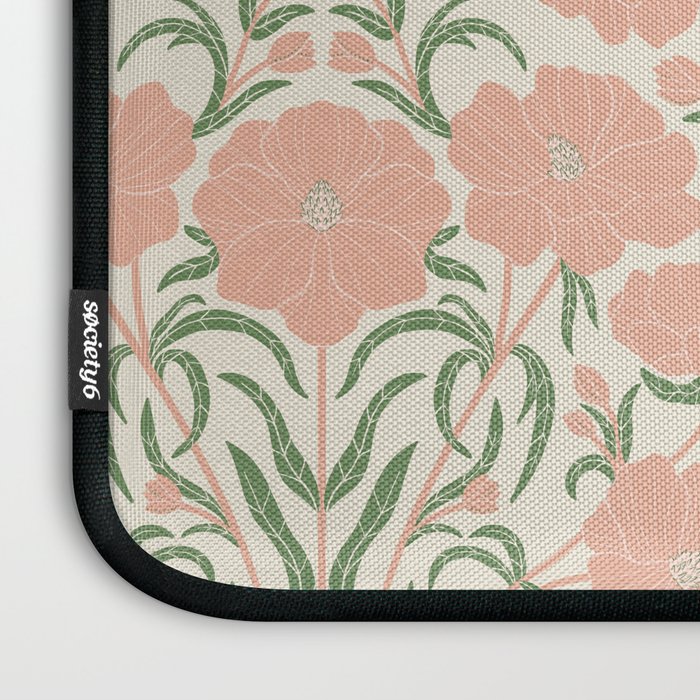 Pastel Peach Peonies - Retro botanical Laptop Sleeve Gallery Image 3