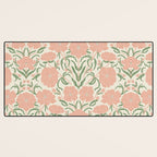 Pastel Peach Peonies - Retro botanical Desk Mat Gallery Image 3