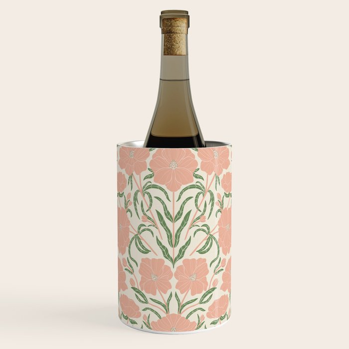 Pastel Peach Peonies - Retro botanical Wine Chiller