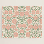 Pastel Peach Peonies - Retro botanical Jigsaw Puzzle Gallery Image 1
