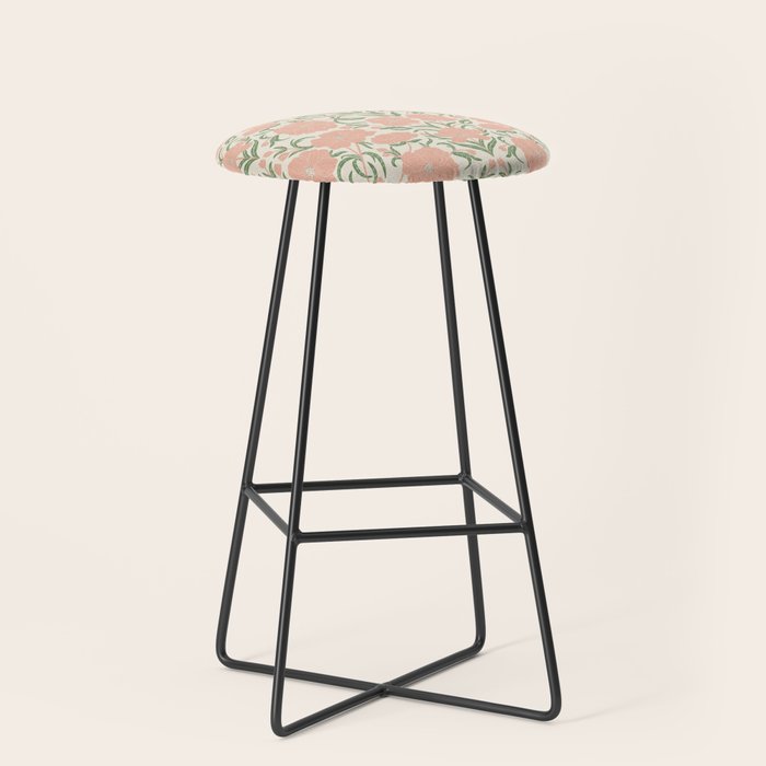 Pastel Peach Peonies - Retro botanical Stool Gallery Image 1