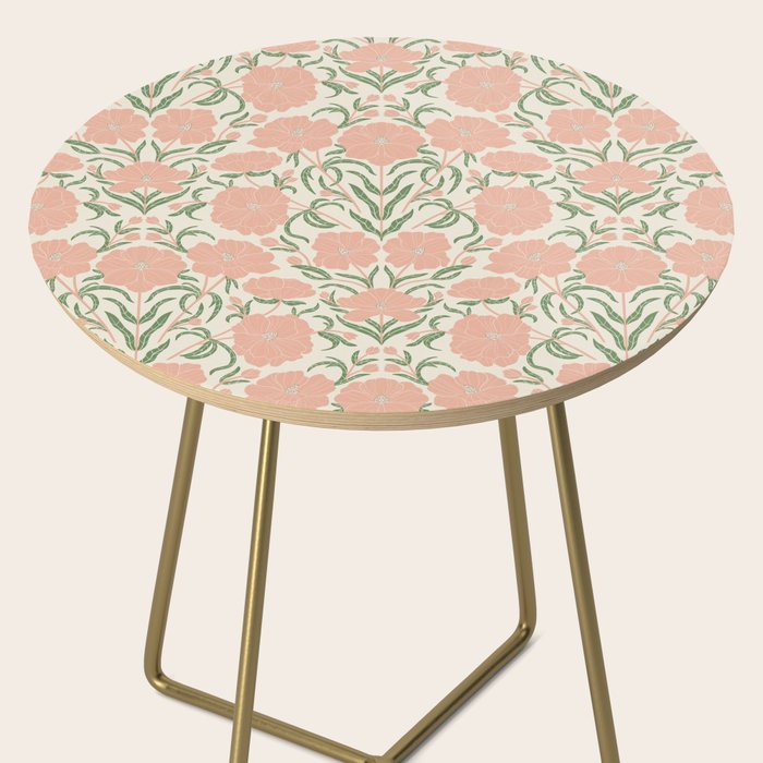 Pastel Peach Peonies - Retro botanical Side Table Gallery Image 2