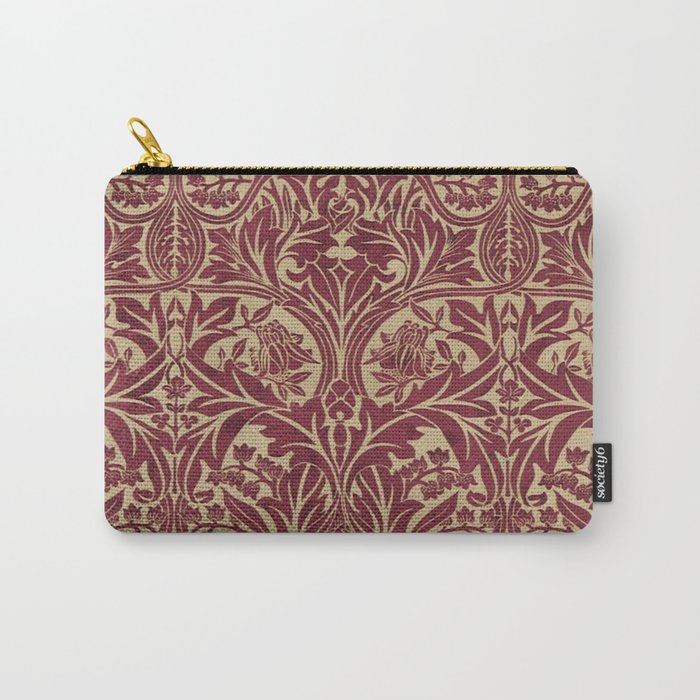 William Morris Vintage Bluebell Claret Red Gold Carry All Pouch Gallery Image 1