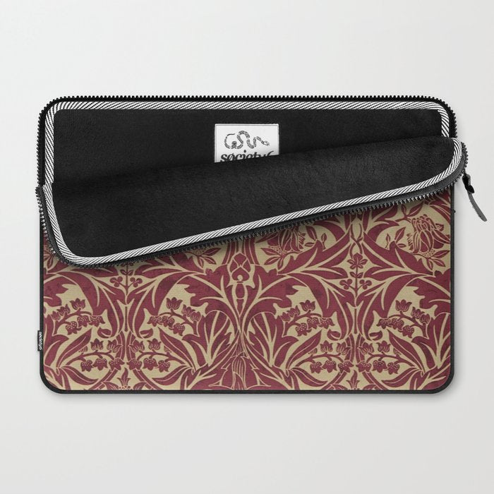 William Morris Vintage Bluebell Claret Red Gold Laptop Sleeve Gallery Image 2