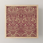 William Morris Vintage Bluebell Claret Red Gold Mini Art Print Gallery Image 1