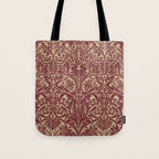 William Morris Vintage Bluebell Claret Red Gold Tote Bag Gallery Image 1