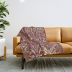 William Morris Vintage Bluebell Claret Red Gold Throw Blanket Gallery Image 1