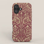 William Morris Vintage Bluebell Claret Red Gold iPhone Case Gallery Image 1