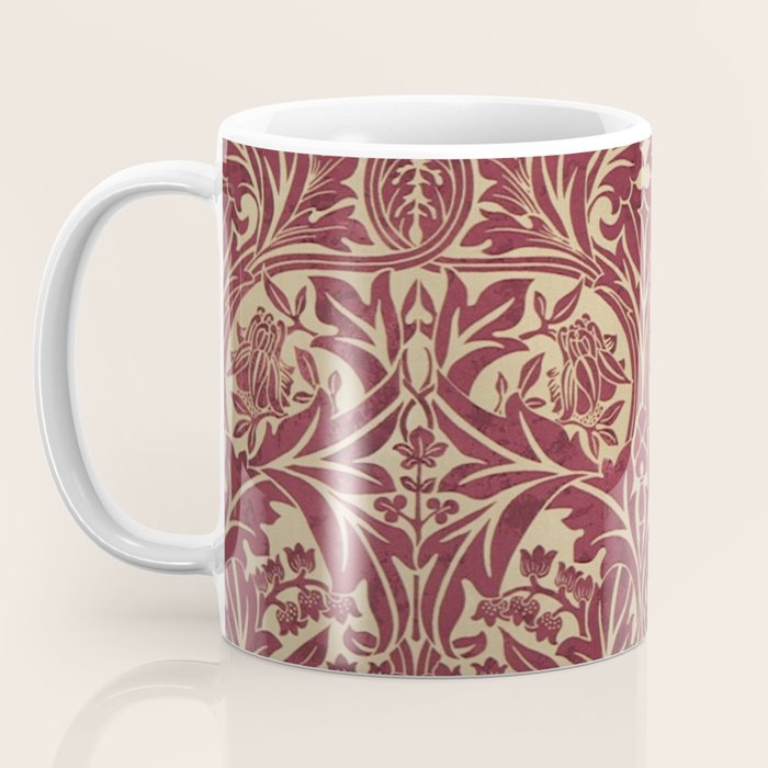 William Morris Vintage Bluebell Claret Red Gold Coffee Mug Gallery Image 3