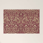 William Morris Vintage Bluebell Claret Red Gold Welcome Mat Gallery Image 1
