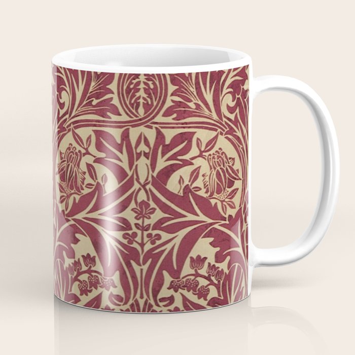 William Morris Vintage Bluebell Claret Red Gold Coffee Mug Gallery Image 1