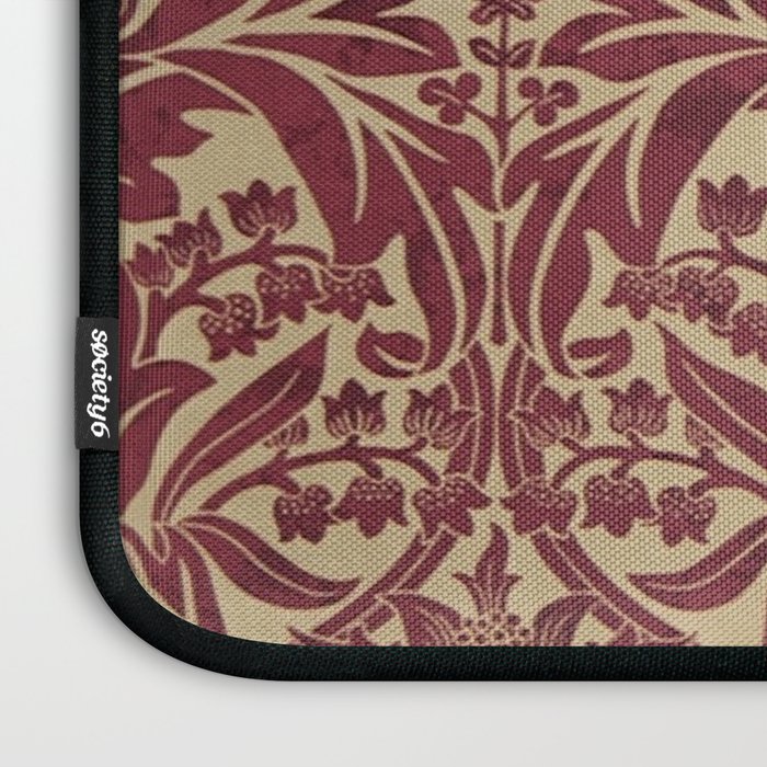 William Morris Vintage Bluebell Claret Red Gold Laptop Sleeve Gallery Image 3