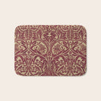 William Morris Vintage Bluebell Claret Red Gold Bath Mat Gallery Image 1