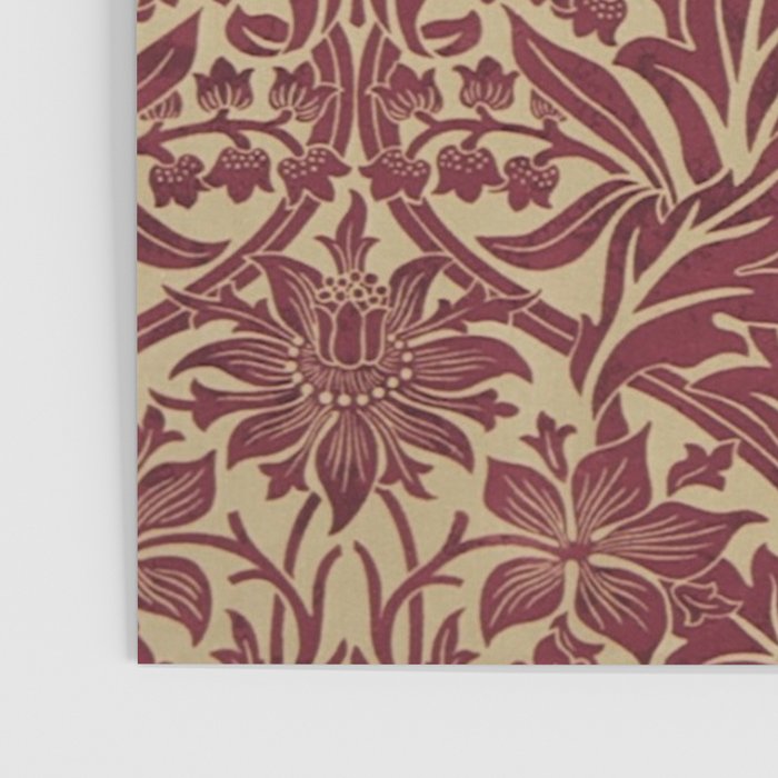 William Morris Vintage Bluebell Claret Red Gold Poster Gallery Image 3