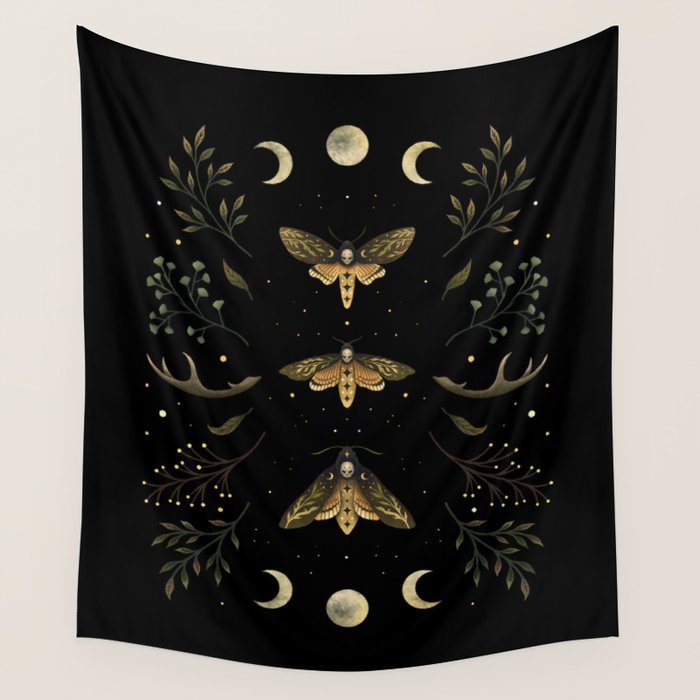Death Head Moths Night Wall Tapestry Gallery Image 4