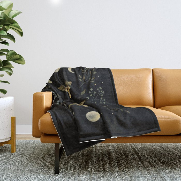 Death Head Moths Night Throw Blanket Gallery Image 1
