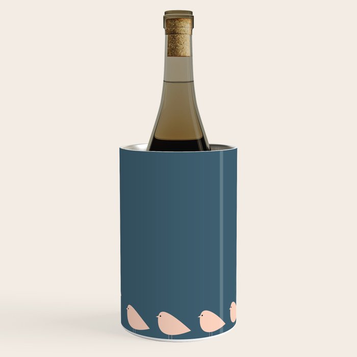 Unique Birds - Minimalist Scandi Bird Family Blue Blush White Wine Chiller Gallery Image 1