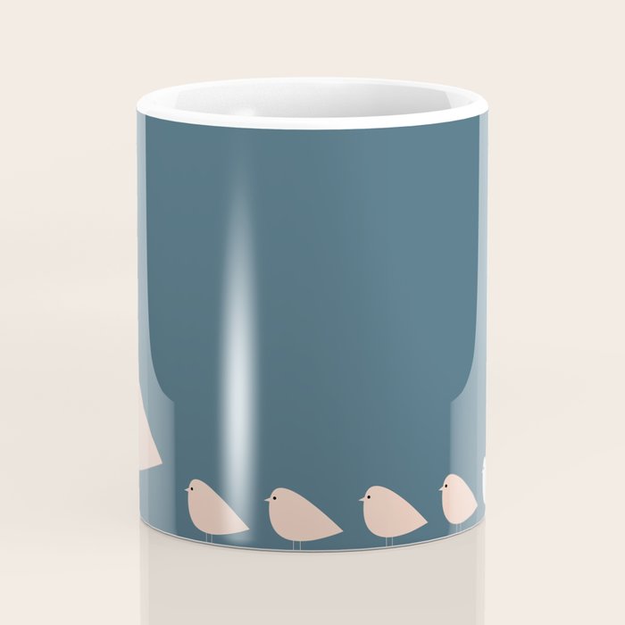 Unique Birds - Minimalist Scandi Bird Family Blue Blush White Coffee Mug Gallery Image 4