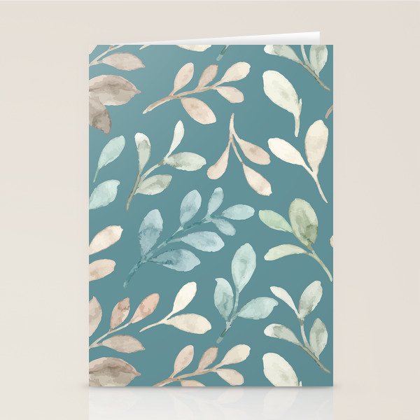 Leafy Teal Floral Stationery Card Gallery Image 2