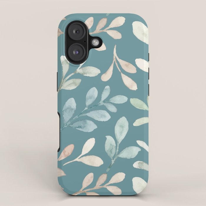 Leafy Teal Floral iPhone Case Gallery Image 1