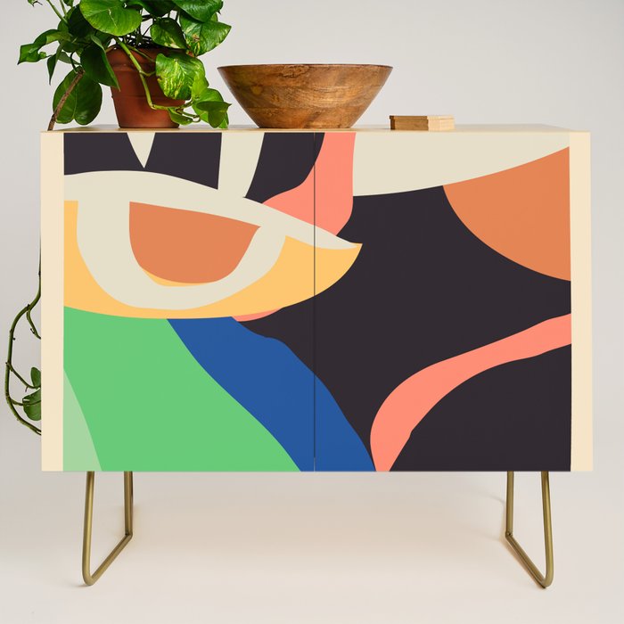 Modern Abstract Art Face 3 Credenza Gallery Image 1