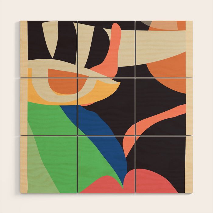 Modern Abstract Art Face 3 Wood Wall Art Gallery Image 1