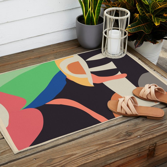 Modern Abstract Art Face 3 Outdoor Rug Gallery Image 2
