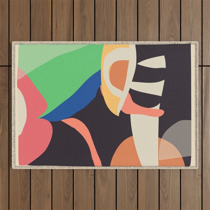 Modern Abstract Art Face 3 Outdoor Rug Gallery Image 1