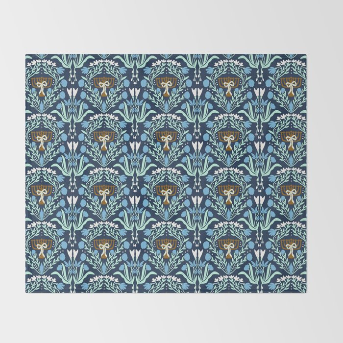 Art Nouveau Hanukkah Throw Blanket Gallery Image 2