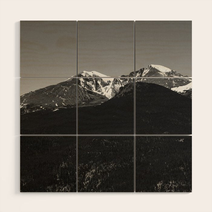 Longs Peak in Black-and-White Wood Wall Art Gallery Image 1