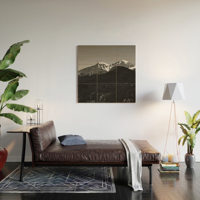 Longs Peak in Black-and-White Wood Wall Art Gallery Image 2