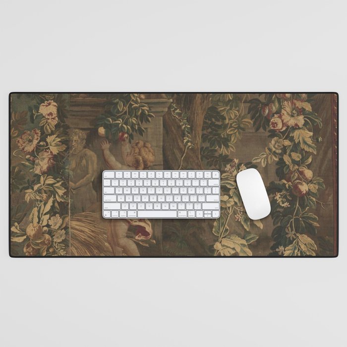 Antique 18th Century Cherub Rose Garden Tapestry Desk Mat Gallery Image 1