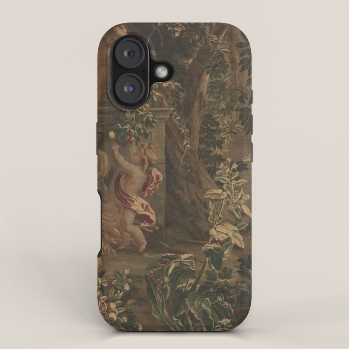 Antique 18th Century Cherub Rose Garden Tapestry iPhone Case Gallery Image 1