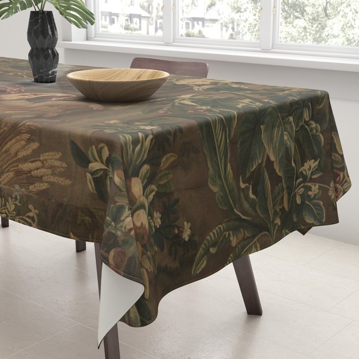 Antique 18th Century Cherub Rose Garden Tapestry Tablecloth Gallery Image 3