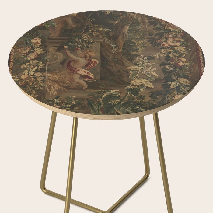 Antique 18th Century Cherub Rose Garden Tapestry Side Table Gallery Image 2