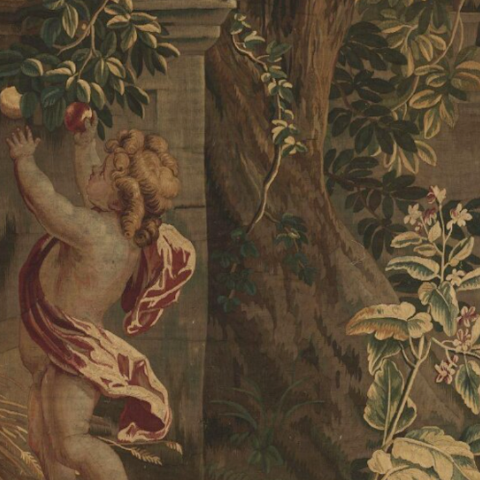 Antique 18th Century Cherub Rose Garden Tapestry Coffee Mug Gallery Image 2