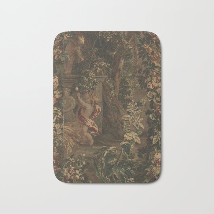 Antique 18th Century Cherub Rose Garden Tapestry Bath Mat Gallery Image 1