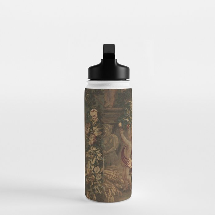 Antique 18th Century Cherub Rose Garden Tapestry Water Bottle Gallery Image 3