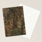 Antique 18th Century Cherub Rose Garden Tapestry Stationery Card Gallery Image 2