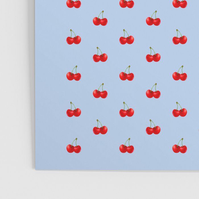 Y2K Cherries - Blue Pattern Miniature Poster Gallery Image 3