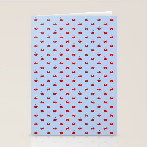 Y2K Cherries - Blue Pattern Miniature Stationery Card Gallery Image 1