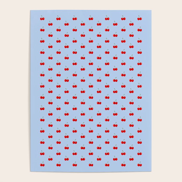 Y2K Cherries - Blue Pattern Miniature Poster Gallery Image 4