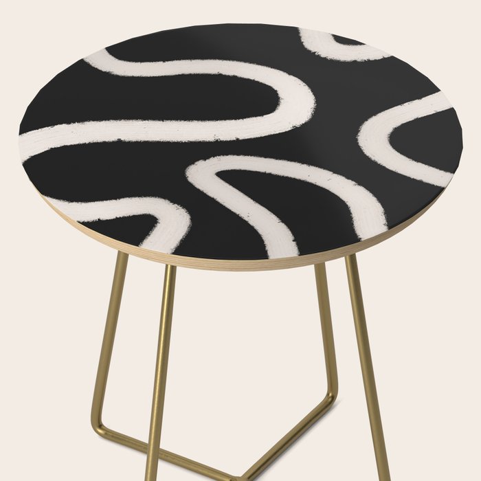 Abstract Brush Strokes: Black & White Side Table Gallery Image 2