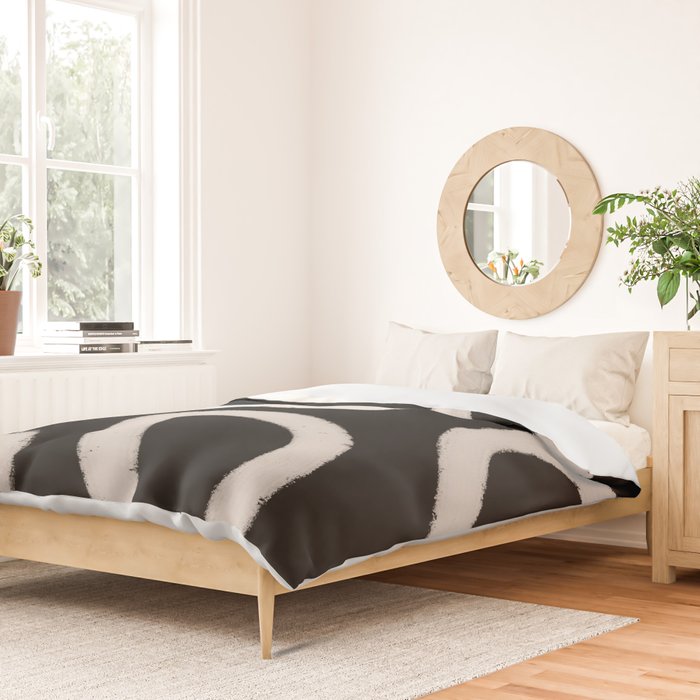 Abstract Brush Strokes: Black & White Duvet Cover Gallery Image 2