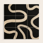 Abstract Brush Strokes: Black & White Wood Wall Art Gallery Image 1