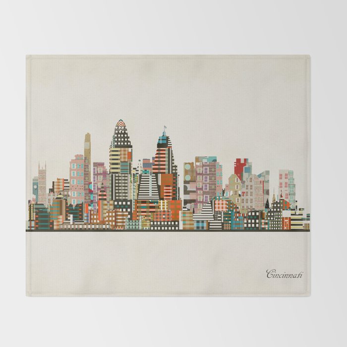 Cincinnati Ohio skyline Throw Blanket Gallery Image 2