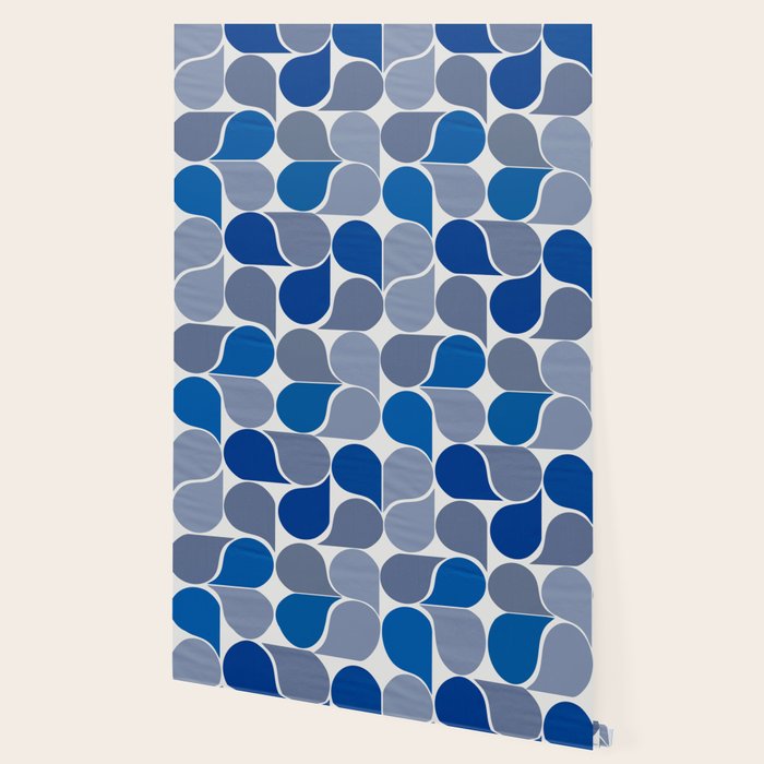 Blue and Gray Geometric Raindrop Pattern Wallpaper Gallery Image 2