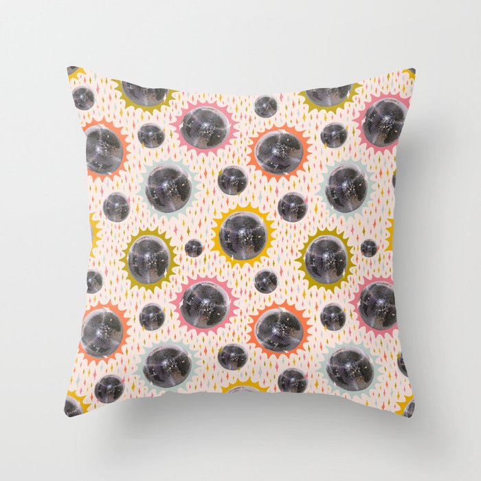 Disco Ball Collage Print Throw Pillow Gallery Image 6