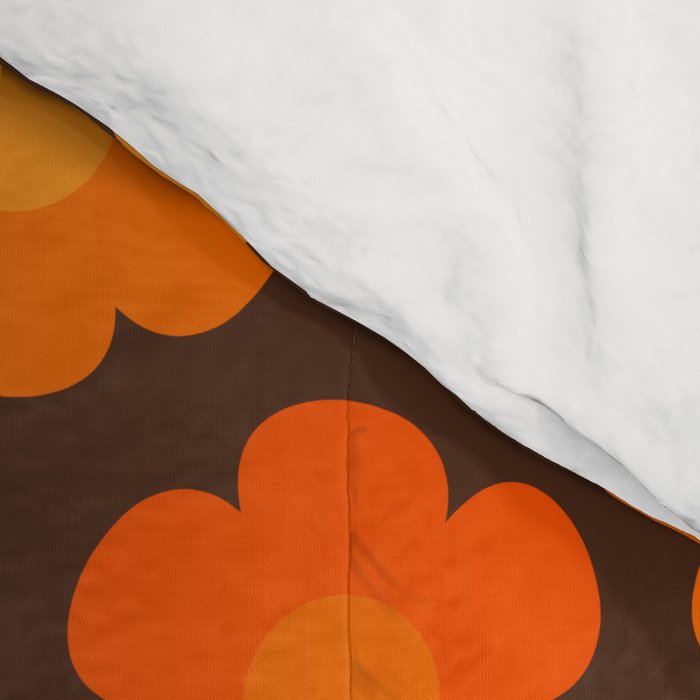 Such Cute Flowers Retro Floral Pattern in 70s Orange and Brown  Comforter Gallery Image 4